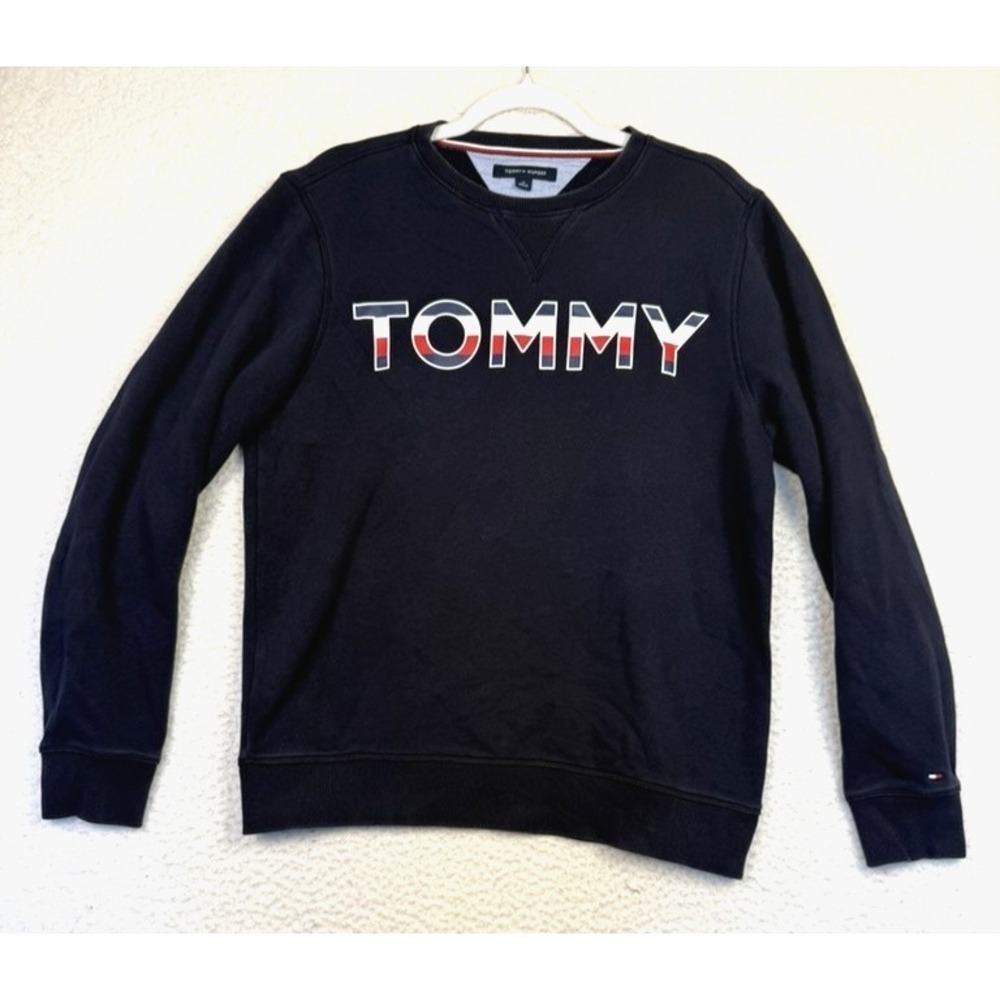 Tommy Hilfiger Spell Out Sweatshirt Blue Red White Y2K Crewneck Medium